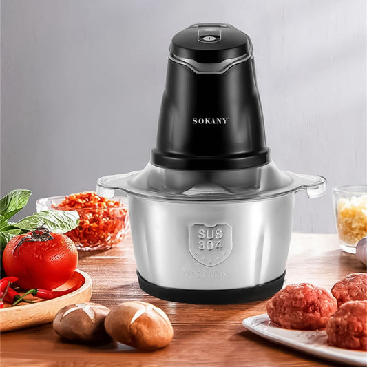 Tocător electric Sokany – 400W, SK-7020, 4 lame din oțel inoxidabil de înaltă calitate, bol din inox 2L, performanță rapidă și durabilă