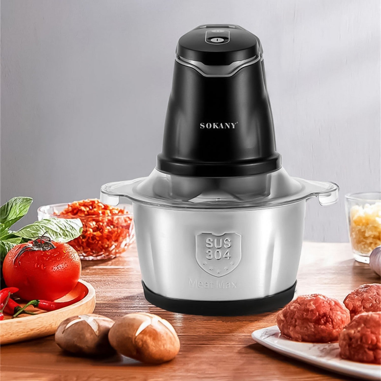 Tocător electric pentru carne si legume – 700W, 4 lame din oțel inoxidabil de înaltă calitate, bol din inox 2L, performanță rapidă și durabilă