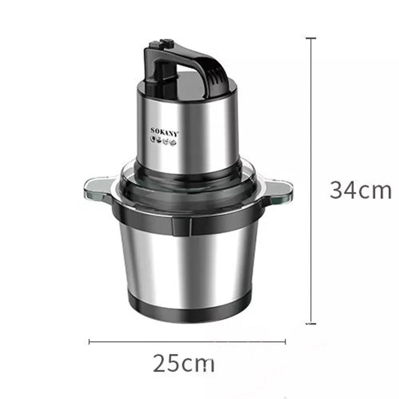 Tocător Electric Sokany - 4 Lame din Oțel Inoxidabil de Înaltă Calitate, 800 W, 4L, Recipient din Inox, Negru/Inox + Mini Tocător Cadou | SK-7028 + D5161