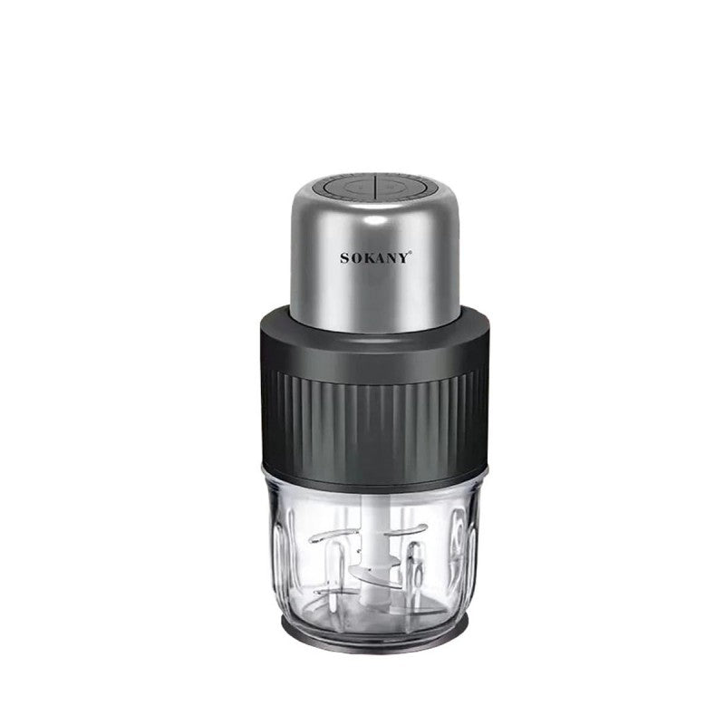 Tocător Electric 2 în 1, 4 Lame din Oțel Inoxidabil de Înaltă Calitate, Motor Puternic 800 W, 3L, Recipient din Sticlă, Negru ❘ Sokany SK-YM-7032