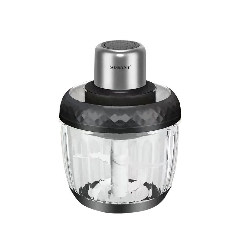 Tocător Electric 2 în 1, 4 Lame din Oțel Inoxidabil de Înaltă Calitate, Motor Puternic 800 W, 3L, Recipient din Sticlă, Negru ❘ Sokany SK-YM-7032
