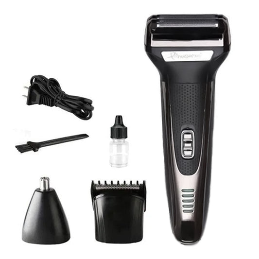 Aparat de barbierit electric 3 in 1, Sokany SK-782, accesorii pentru contur, nas/urechi, Negru