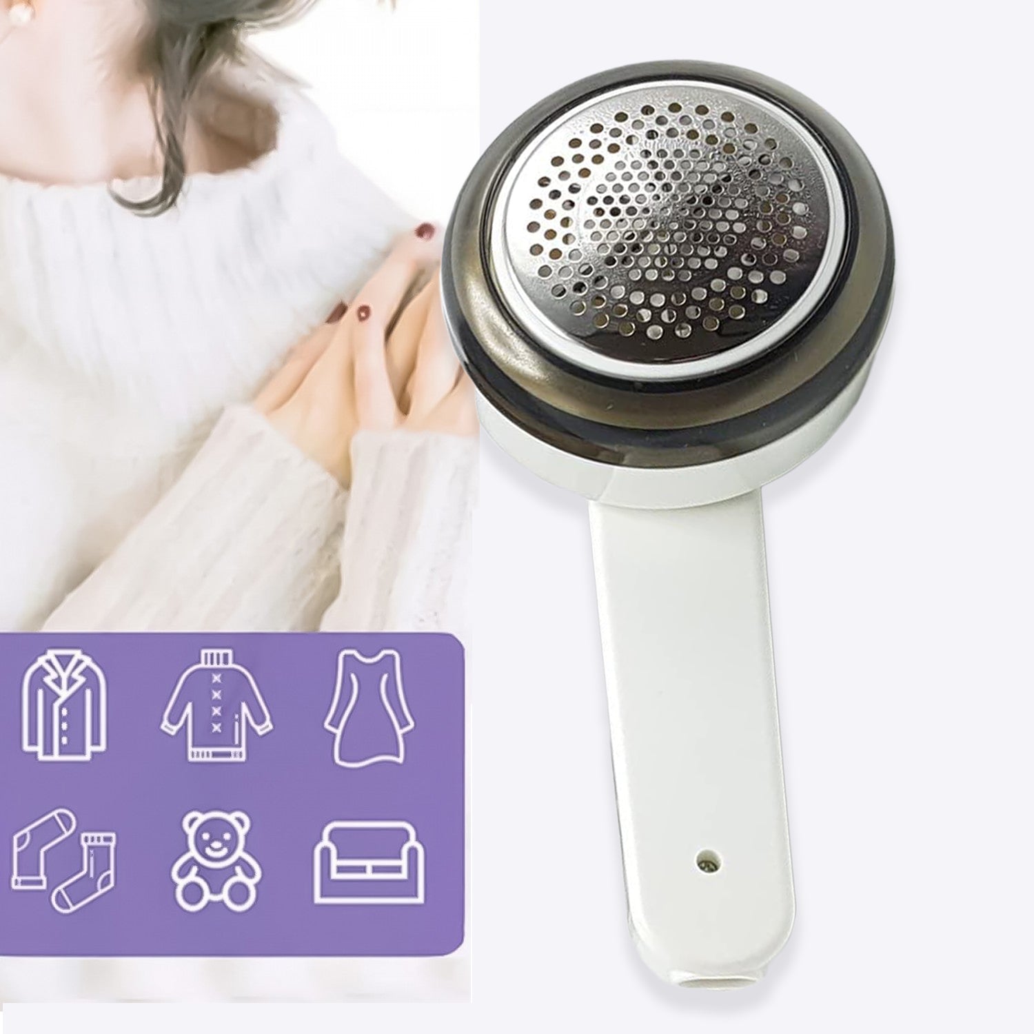 Aparat de curățat scame Sokany, cu acumulator, Alb/Mov ❘ SK-855/SK-866