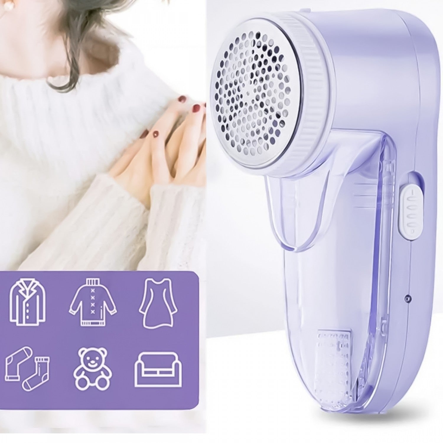 Aparat de curățat scame Sokany, cu acumulator, Alb/Mov ❘ SK-855/SK-866