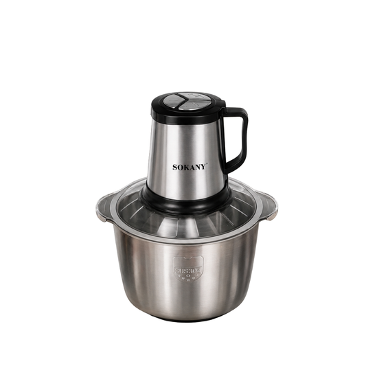 Tocator electric Sokany - 4 lame din otel inoxidabil de inalta calitate, 800 W, 4.5L, recipient din Inox, Negru/Inox | SK-7015