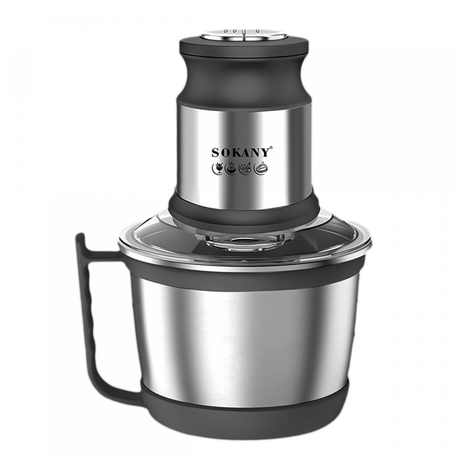 Tocător electric multifuncțional, 4 lame din oțel inoxidabil de înaltă calitate, 800 W, 3L, recipient din Inox, Negru/Inox ❘ SK-7027