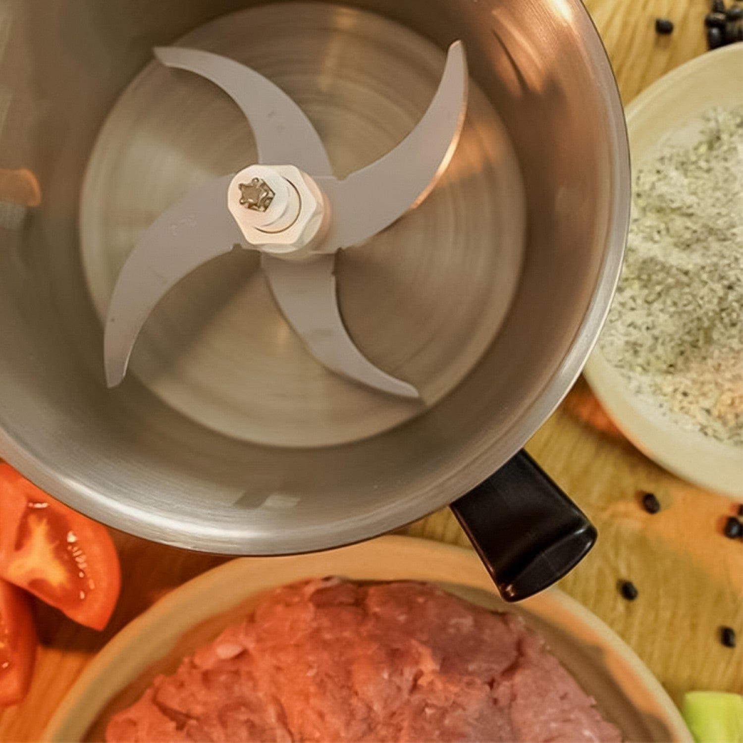 Tocător electric multifuncțional, 4 lame din oțel inoxidabil de înaltă calitate, 800 W, 3L, recipient din Inox, Negru/Inox ❘ SK-7027