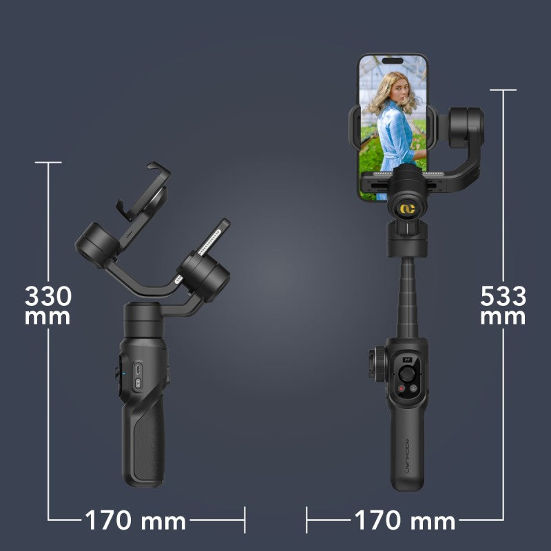 Gimbal Aochuan SMART S2, cu 3 Axe, Aplicație Dedicată, Content Creator Edition, Negru Mat | D6733