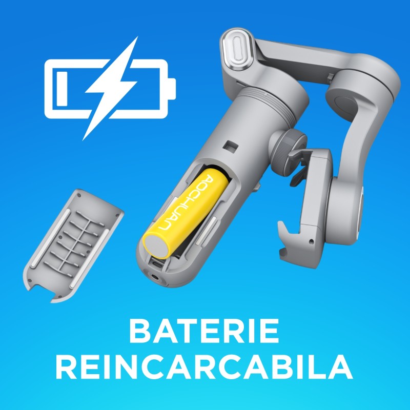Gimbal Aochuan SMART X PRO-AI, D6731, cu 3 Axe, Baterie Inclusă, Aplicație Dedicată, Content Creator Edition, Gri