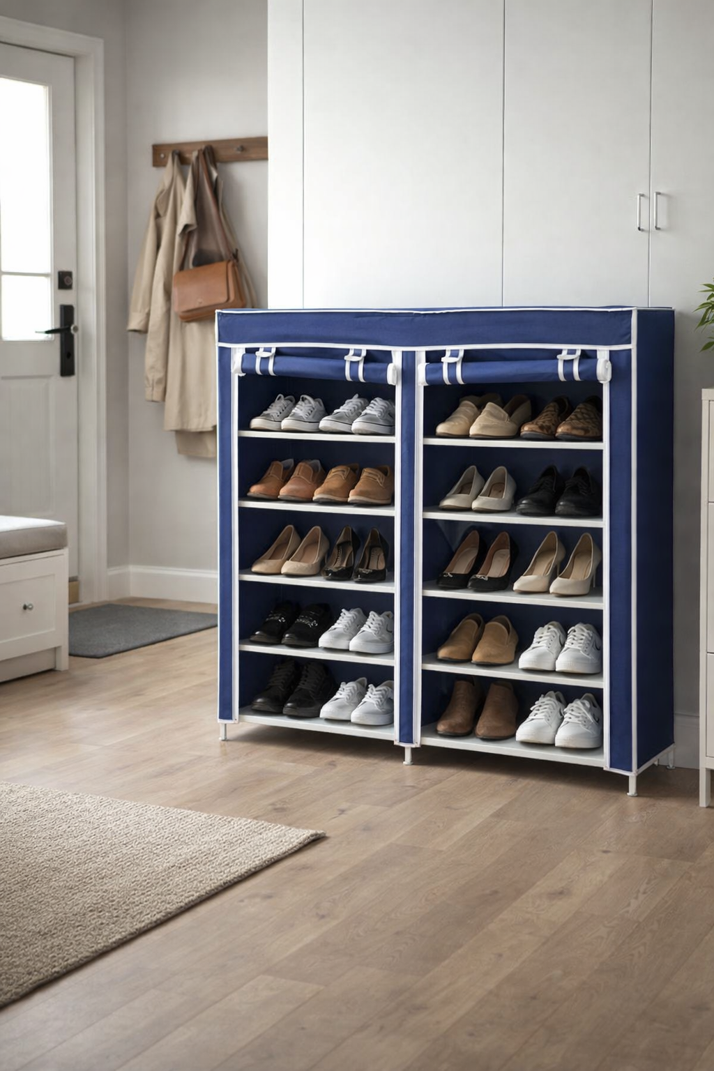 Pantofar Textil Dublu, 6 Nivele, 30 x 118 x 120 cm, Design Modern, Multiple Culori ❘ D2
