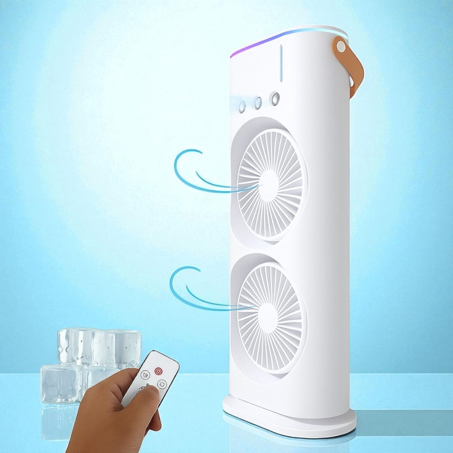 Ventilator dublu & Umidificator - Telecomandă inclusă • 3 viteze • Acumulator 2000mAh ❘ D7182