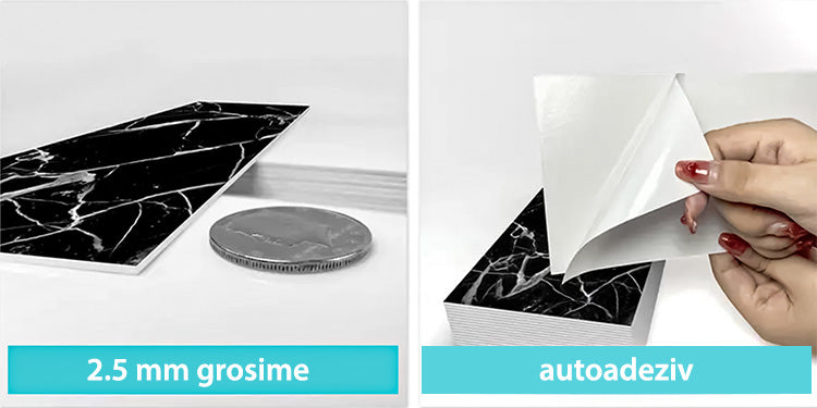 Pachet: 10 buc Panou Decorativ Autocolant, Design Modern, 2.5 mm grosime, 60 x 30 cm, Diverse Modele ❘ D3503 / D3495 / D3490 / D3502 / D3498 / D3497 / D3508 / D3496 / D3504