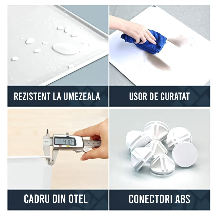 Set: Dulap Modular Copii, 4 Usi, Blue + Set 10 umerase, haine copii, Turcoaz | D4381 / D5543