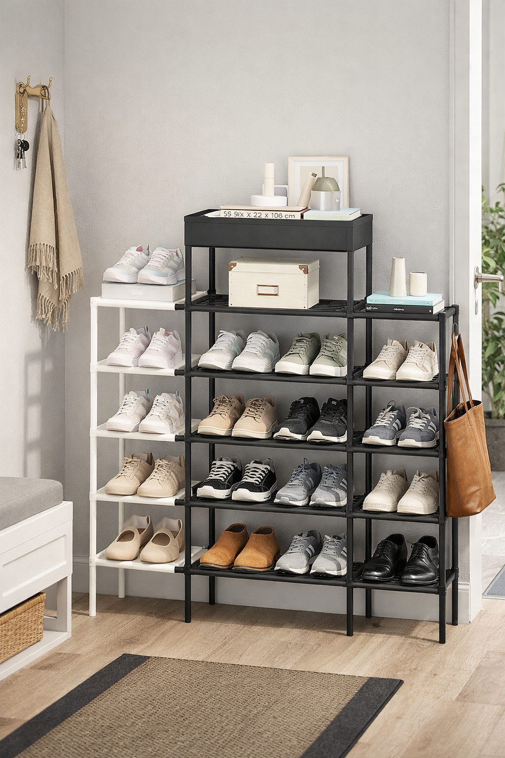 Pantofar Multifuncțional, 6 Nivele, 95 x 22 x 108 cm, Design Modern ❘ D5546