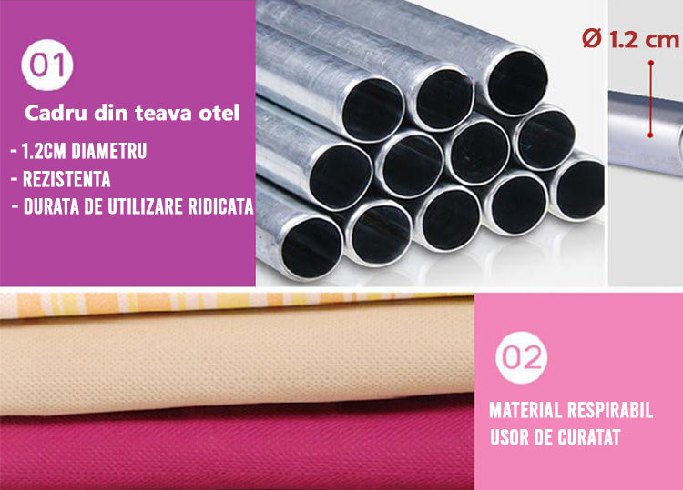 Pantofar Textil Dublu, 6 Nivele, 30 x 118 x 120 cm, Design Modern, Multiple Culori ❘ D2